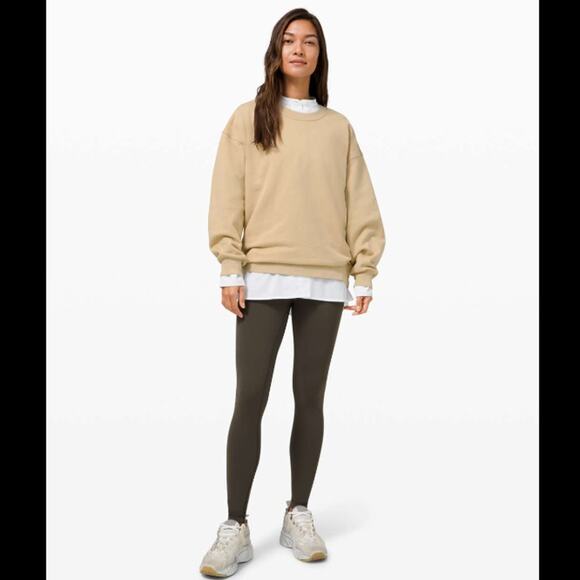 lululemon athletica Sweaters - Lululemon Perfectly Oversized Crew Trench Tan Women's Size 8